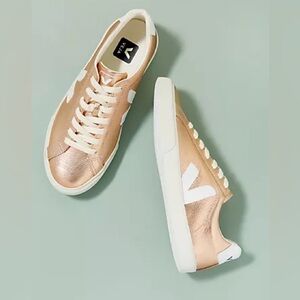 Anthropologie VEJA Rose Gold Metallic Esplar Sneakers